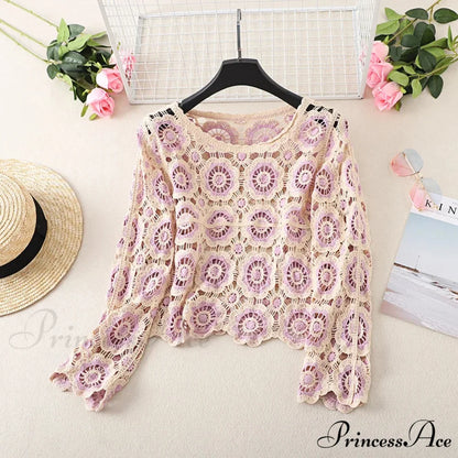 Multihued Y2K Baggy Crochet Knit Cardigan