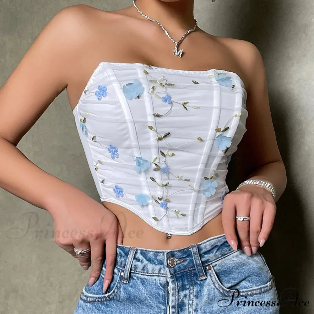 Net Urban Fashion Fishbone Flower Short Top