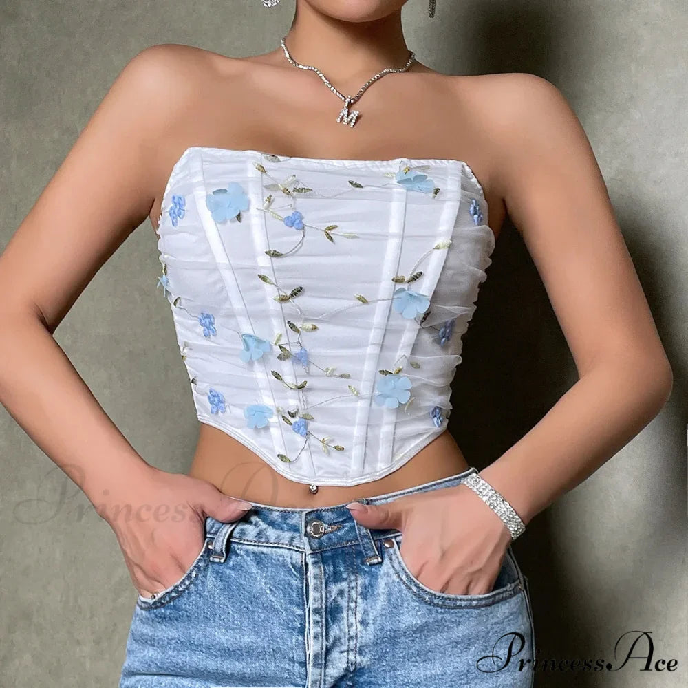 Net Urban Fashion Fishbone Flower Short Top