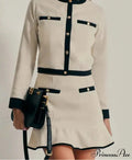 Woman wearing Neutral Patchwork Pocket Mini Set from Hicosy