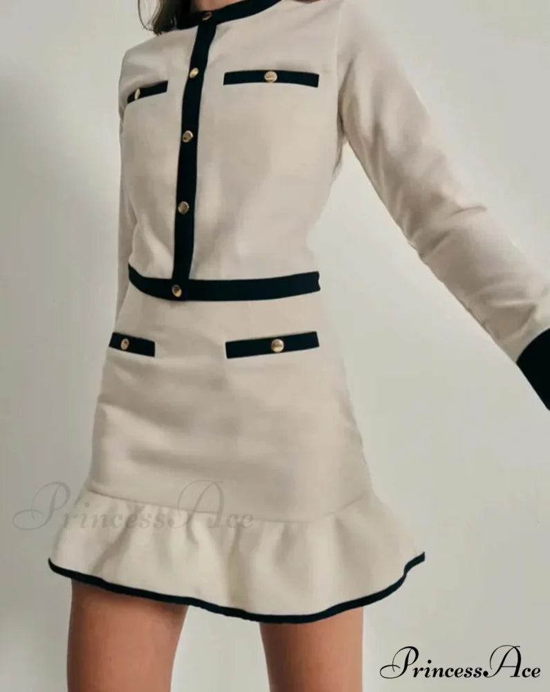 Woman wearing Neutral Patchwork Pocket Mini Set from Hicosy — view 2