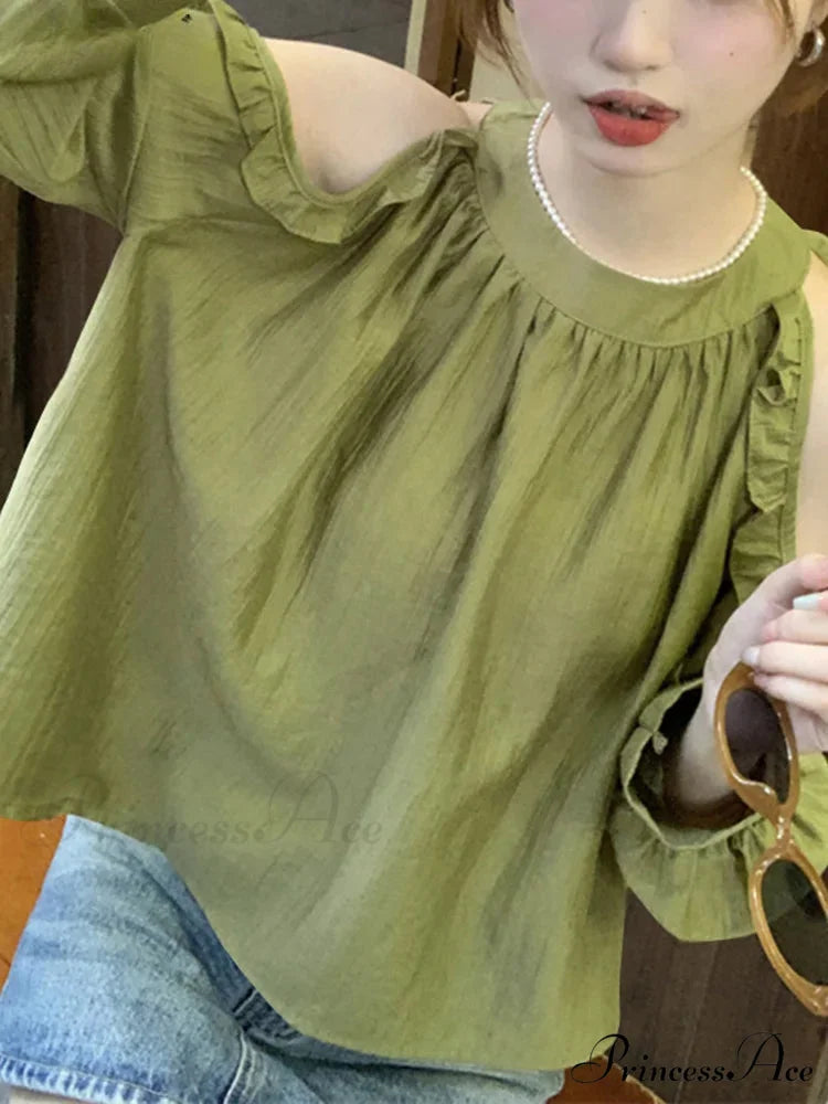 Off-Shoulder Frilled Monochrome Top