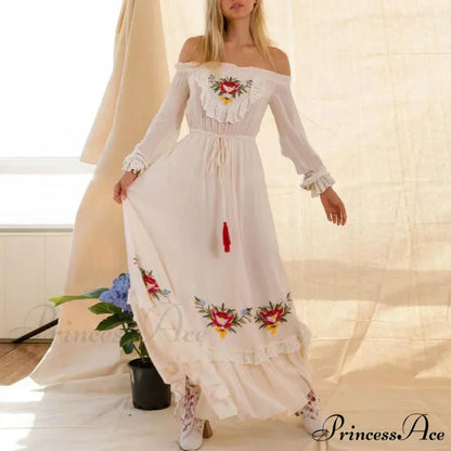 Off The Shoulder Lace Long Dress