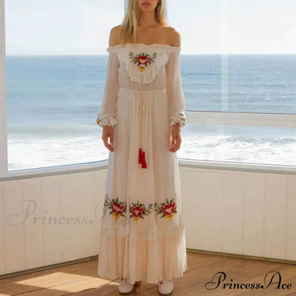 Off The Shoulder Lace Long Dress