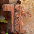 Orange Flowery Cotton Kimono Beach Cover up Bohemian