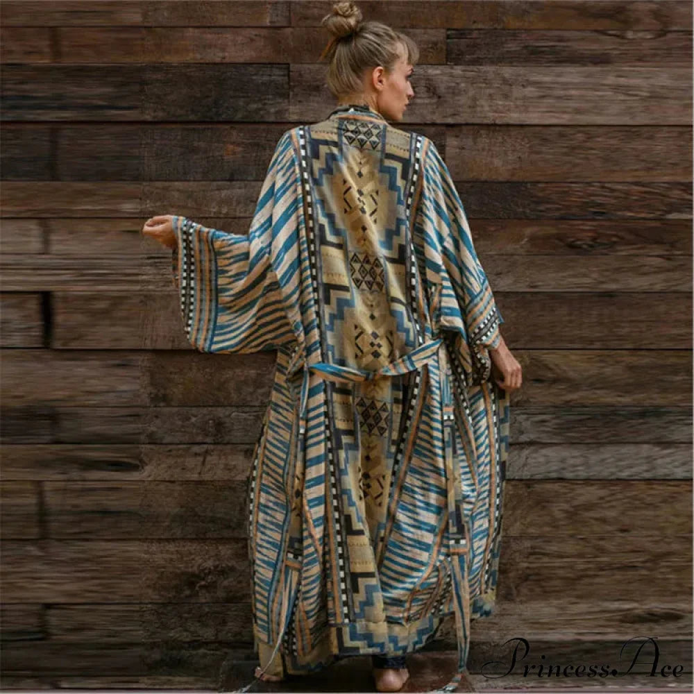 Orange Flowery Cotton Kimono Beach Cover up Bohemian