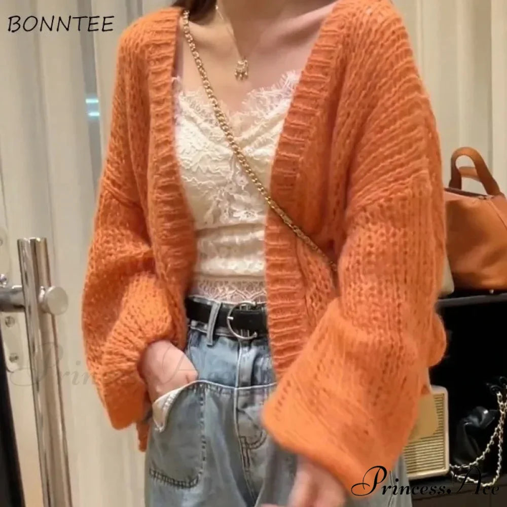 Orange Lantern Sleeve Open Stitch Loose Spring Cardigan
Modified: Orange Lantern Sleeve Open Stitch Baggy Spring Cardigan