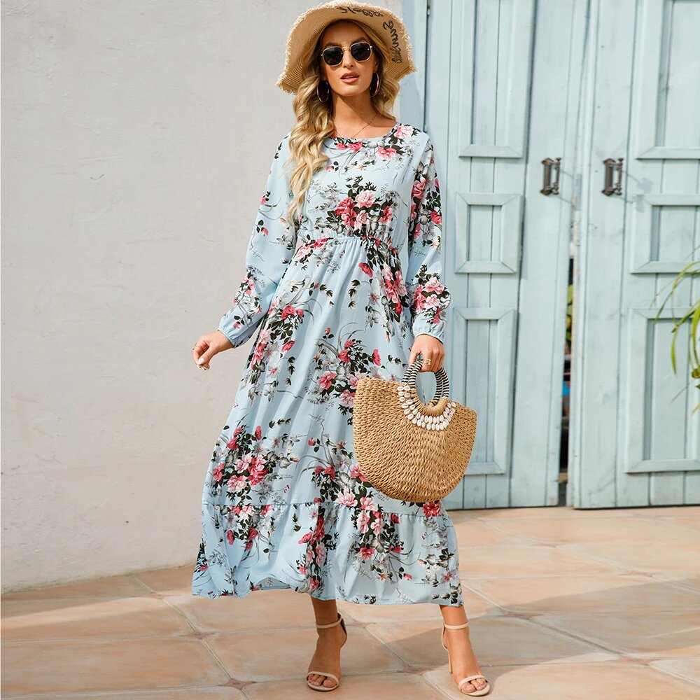 Free-spirited Women’s Chiffon Floral Maxi Dress