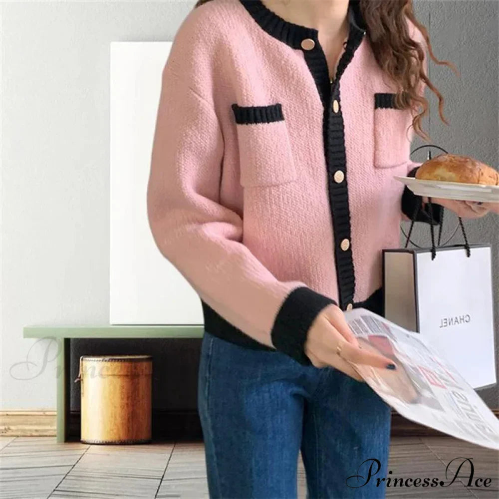 Patchwork Solemn Breasted Knit Prolonged Sleeve Cardigan