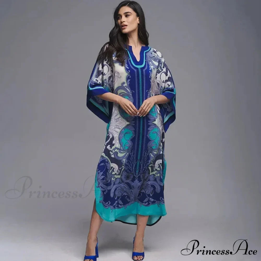Patterned Flowy Kimono Bohemian Seaside Cover up