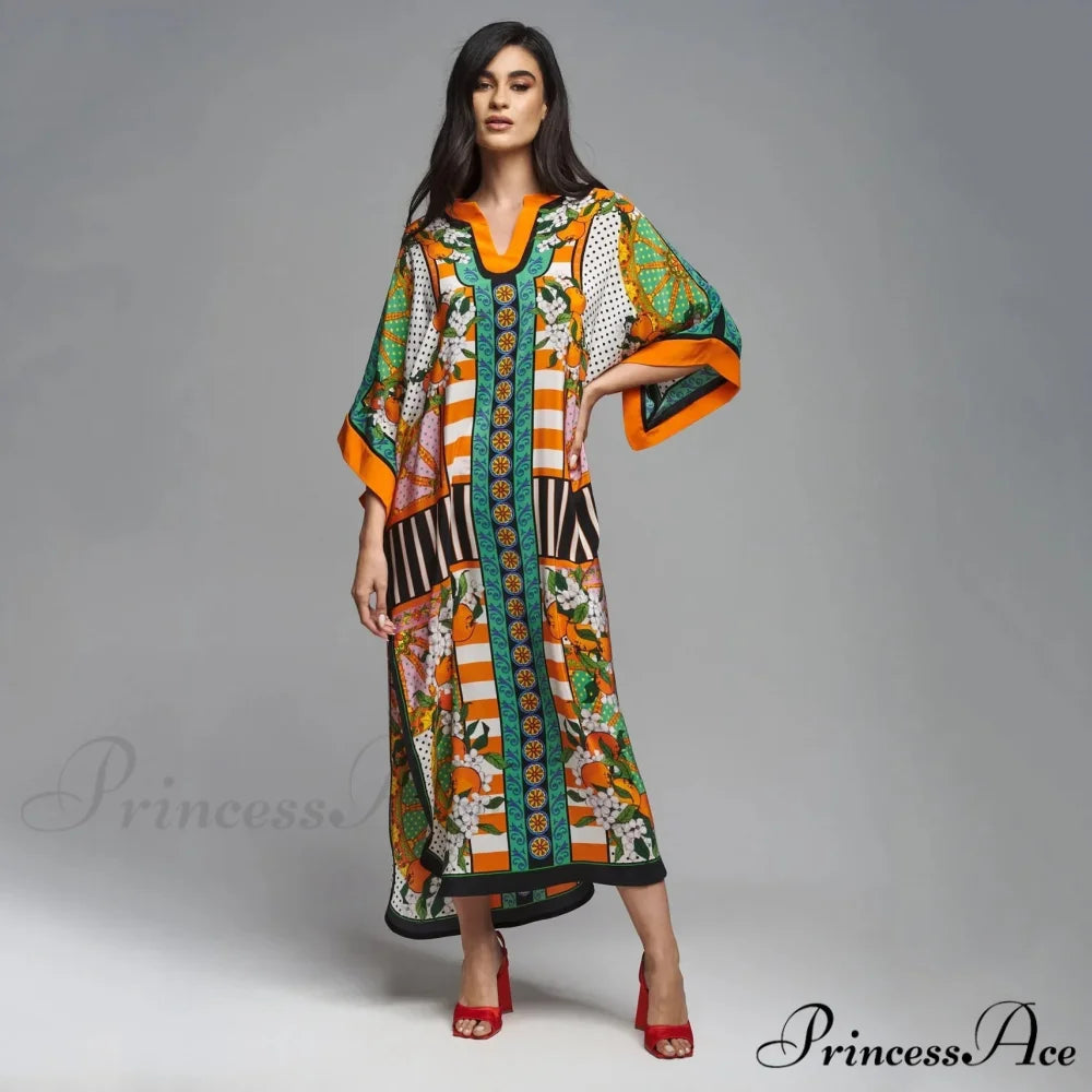 Patterned Flowy Kimono Bohemian Seaside Cover up