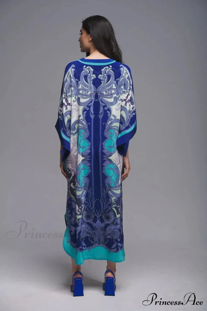 Patterned Flowy Kimono Bohemian Seaside Cover up