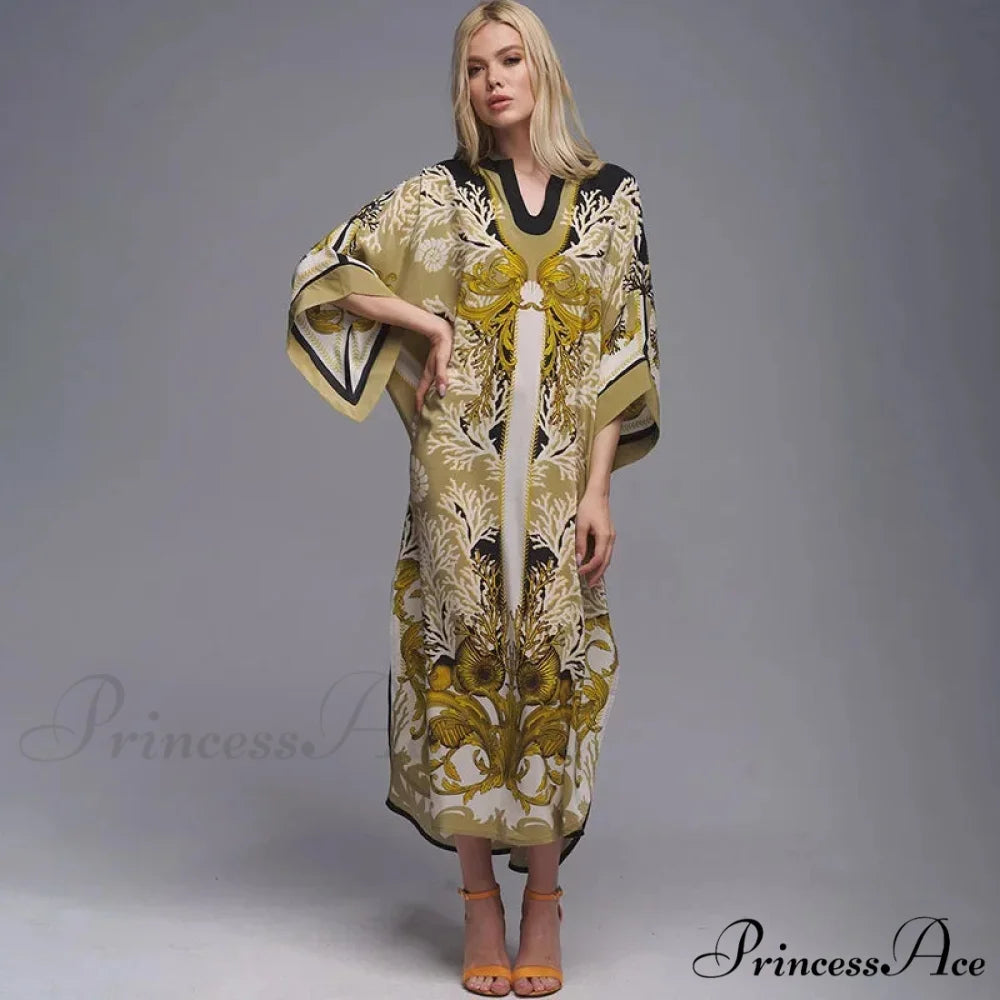 Patterned Flowy Kimono Bohemian Seaside Cover up