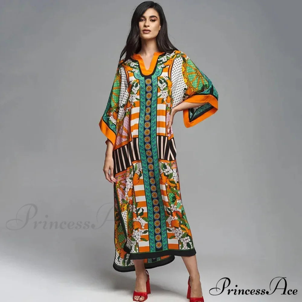 Patterned Flowy Kimono Bohemian Seaside Cover up