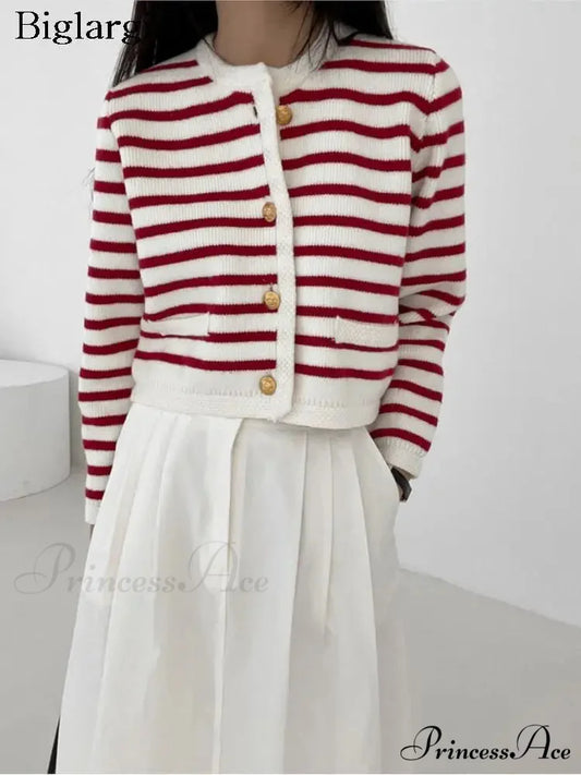 Patterned Print Cropped Baggy Knit Cardigan