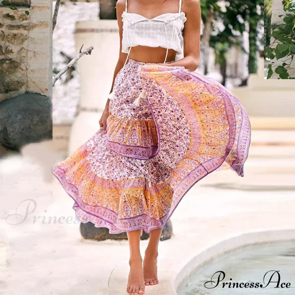 Pink Flowered Printed Baggy Extended Sleeve Boho Top
