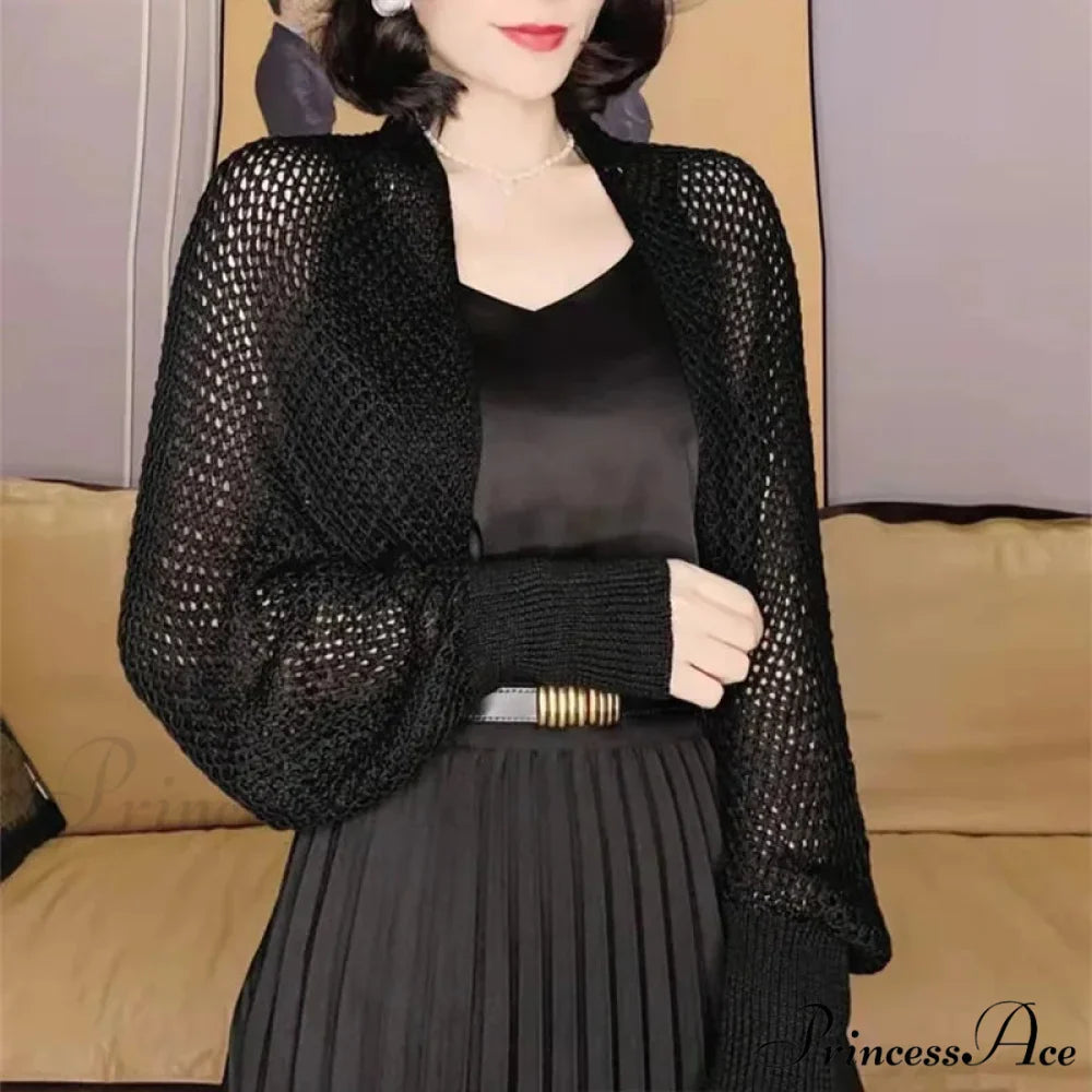 Plain Hue Slim Sun Protection Korean Fashion Extended Knitted Cardigan