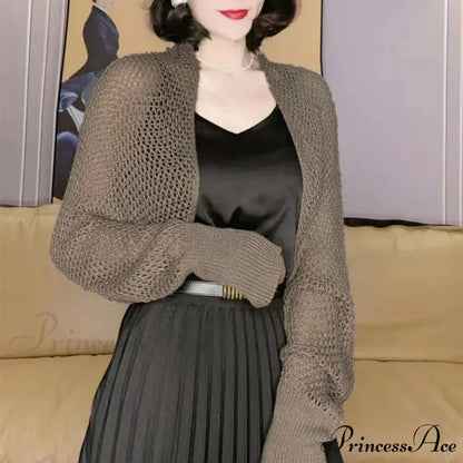 Plain Hue Slim Sun Protection Korean Fashion Extended Knitted Cardigan
