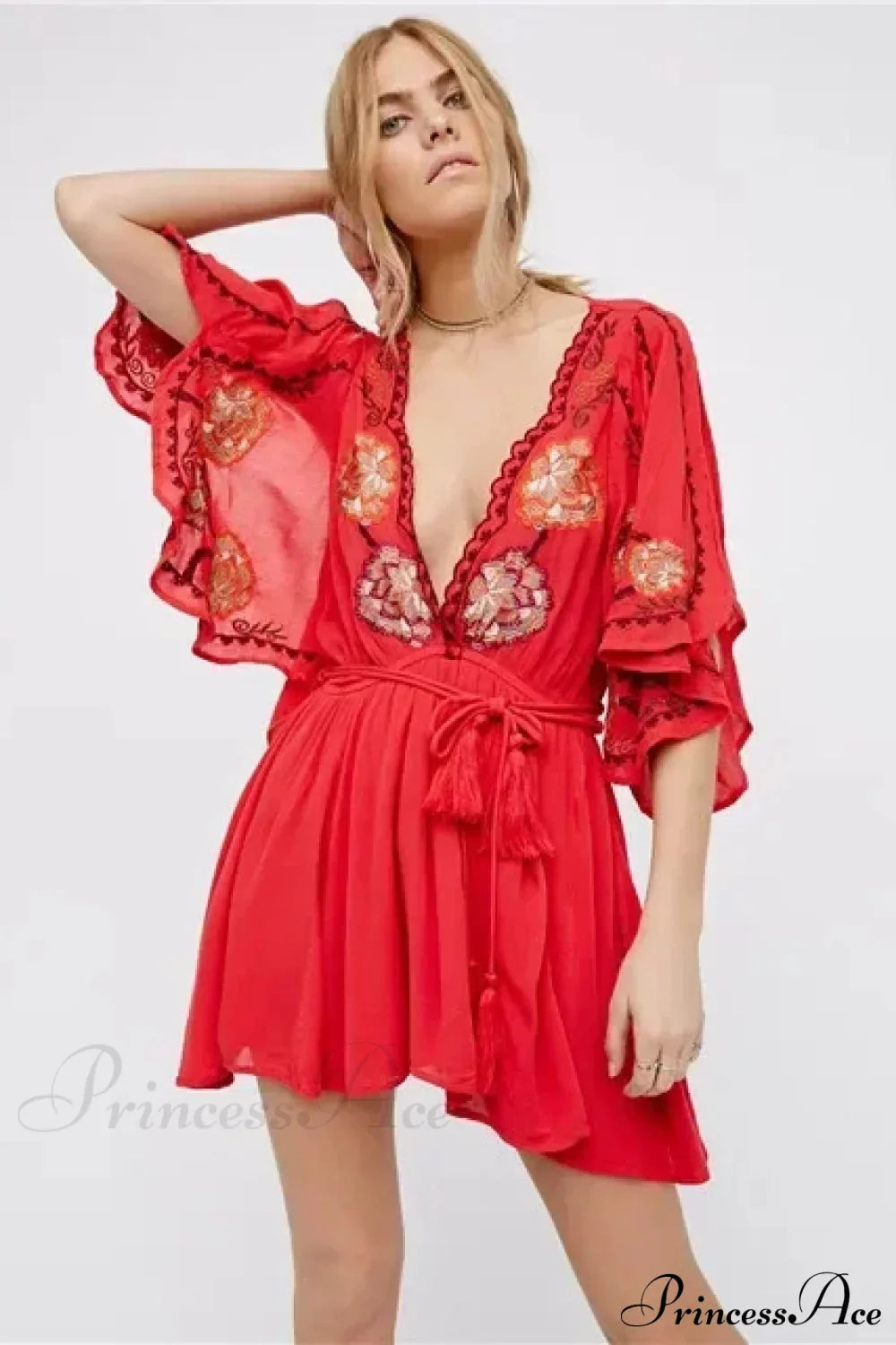 Plshop Size Button Up Chiffon Holiday Boho Dress