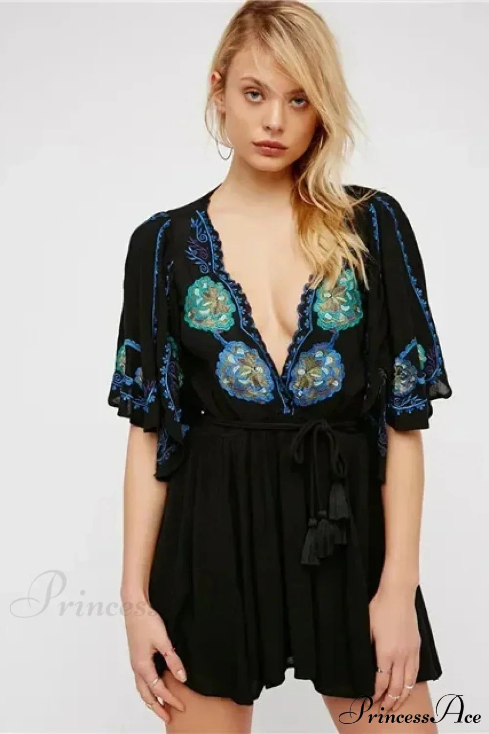 Plshop Size Button Up Chiffon Holiday Boho Dress