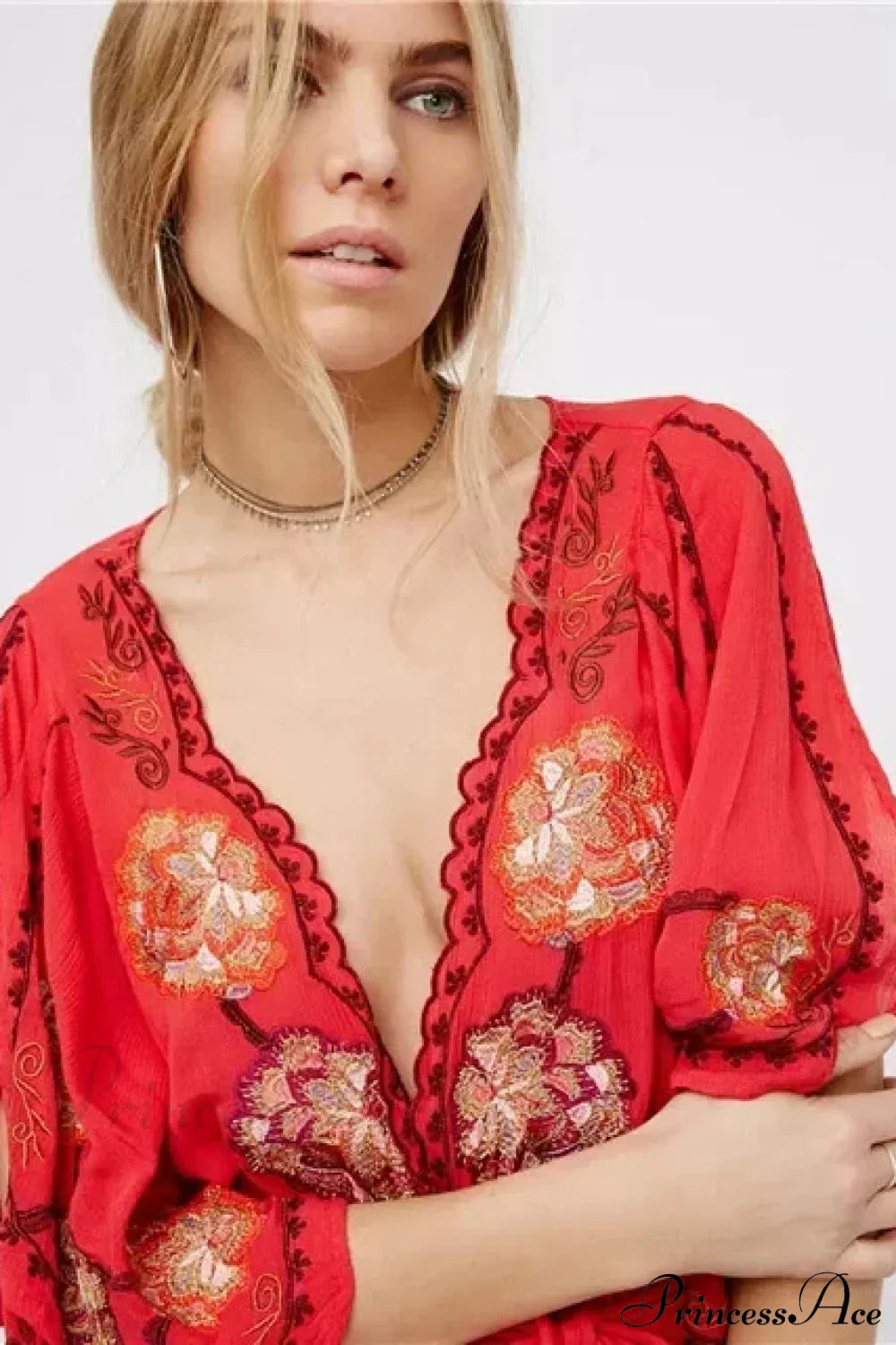 Plshop Size Button Up Chiffon Holiday Boho Dress