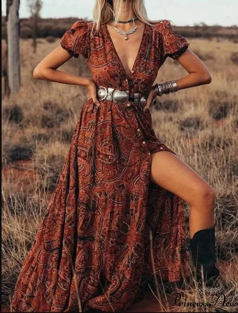 Printed Chiffon Bohemian Dress