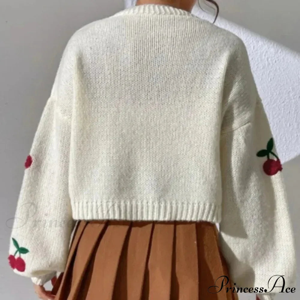 Red Stitching Baggy Full Sleeve Informal Knit Cardigan