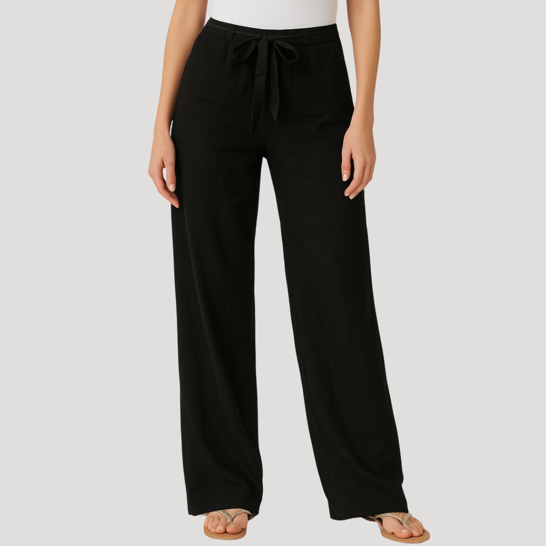 Drawstring Elasticated Waist Wide Leg Linen Pant