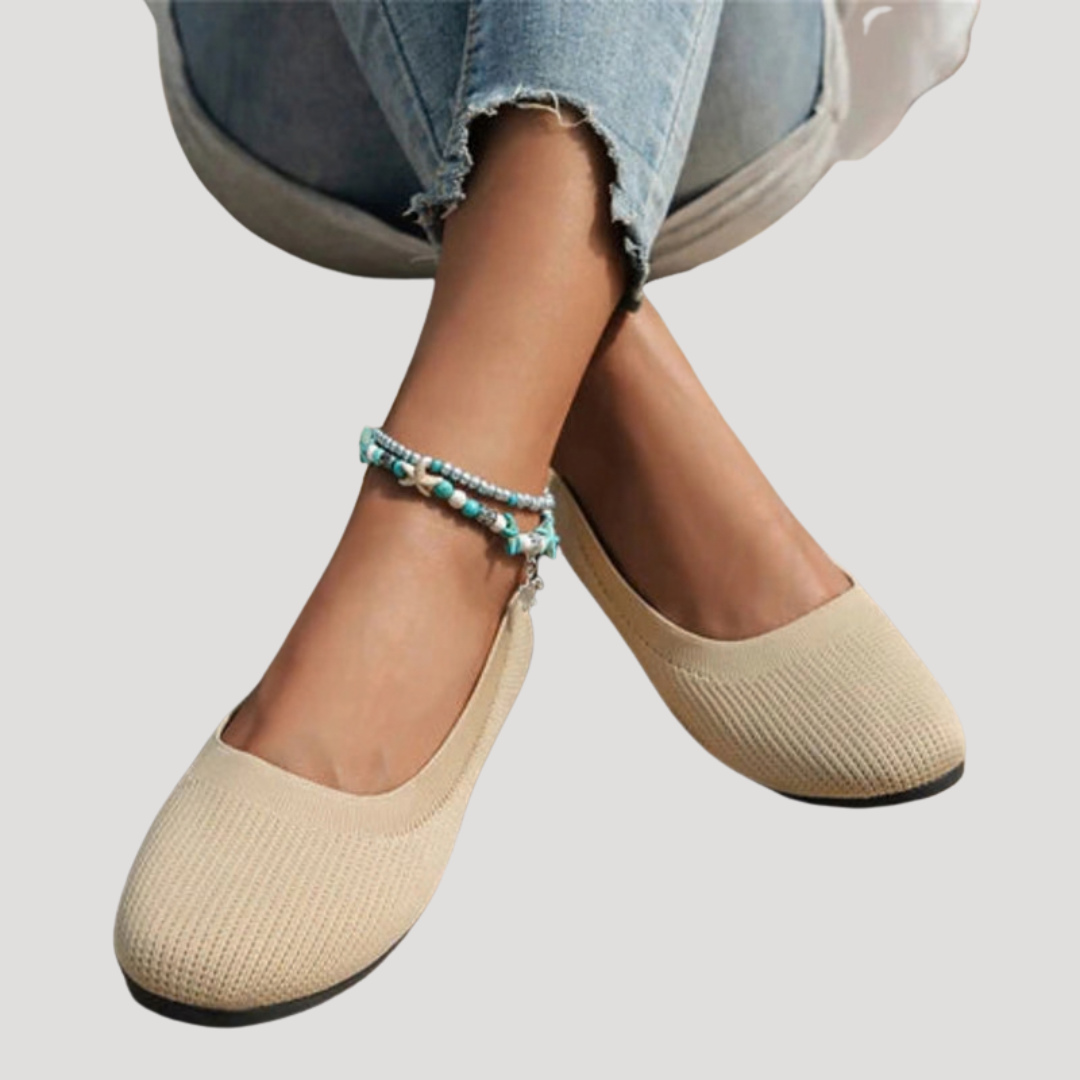Knit Square Toe Slip On Cushioned Casual Ballet Flat