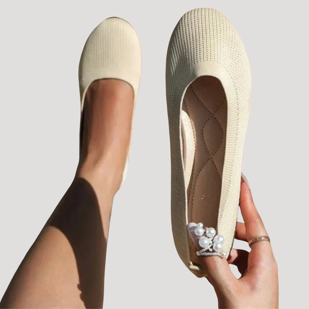 Knit Square Toe Slip On Cushioned Casual Ballet Flat