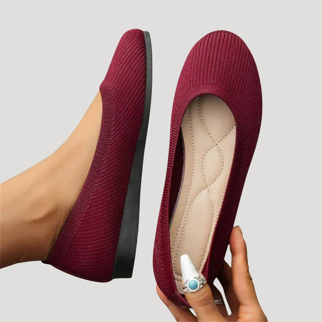 Knit Square Toe Slip On Cushioned Casual Ballet Flat