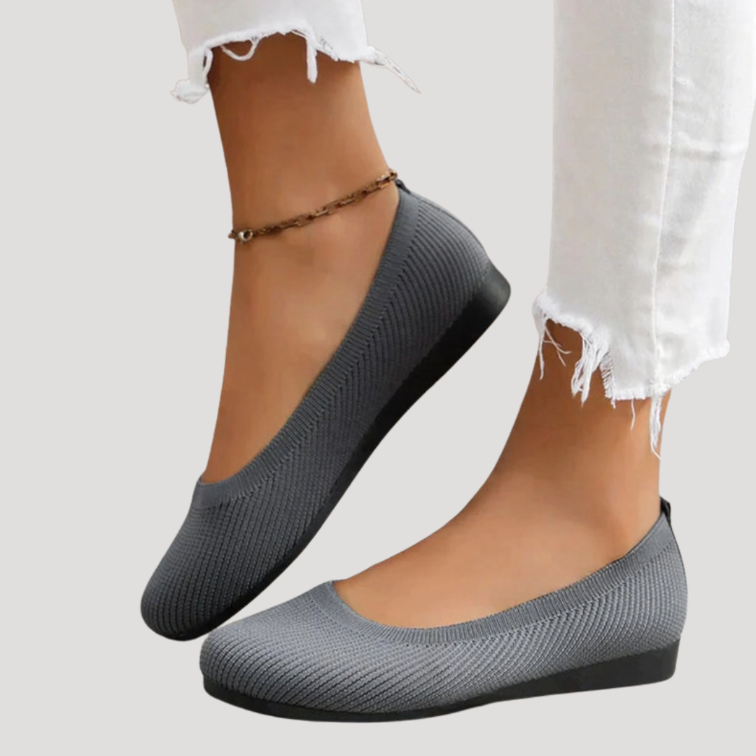 Knit Square Toe Slip On Cushioned Casual Ballet Flat