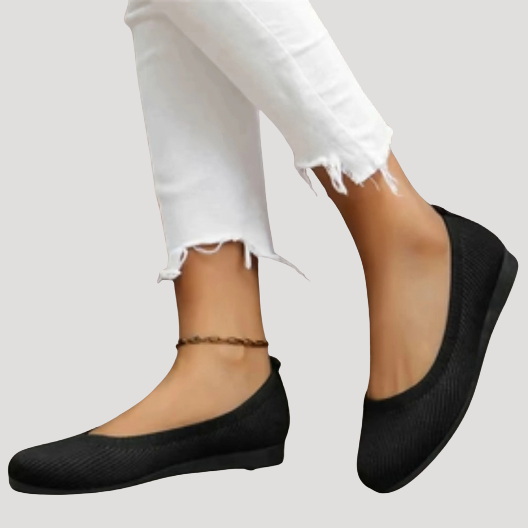 Knit Square Toe Slip On Cushioned Casual Ballet Flat
