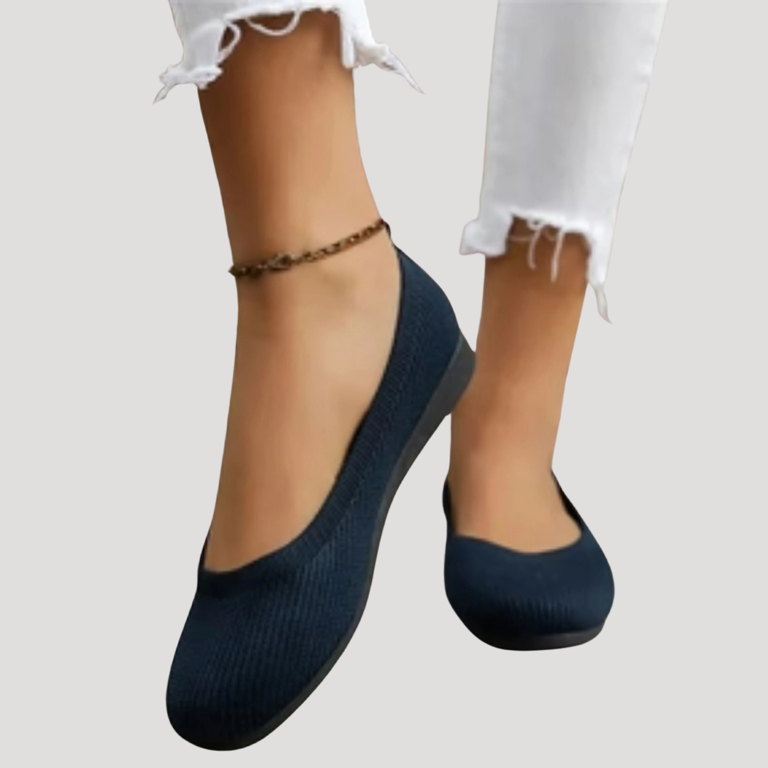 Knit Square Toe Slip On Cushioned Casual Ballet Flat