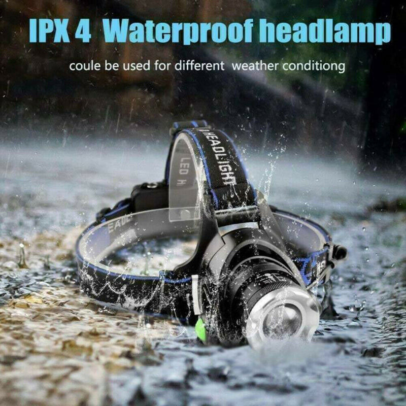 990000LM Rechargeable LED Headlamp Zoomable Torch Tactical Headlight Flashlight