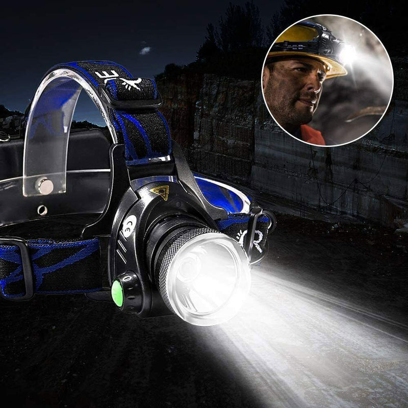 990000LM Rechargeable LED Headlamp Zoomable Torch Tactical Headlight Flashlight