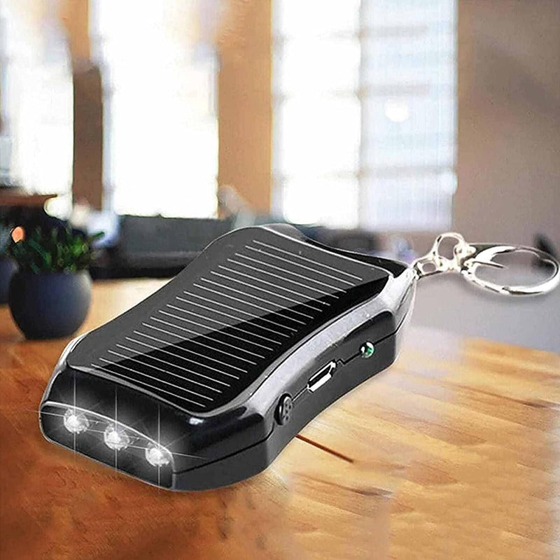 Compact Solar Powered Emergency Phone Charger Key Ring Keychain