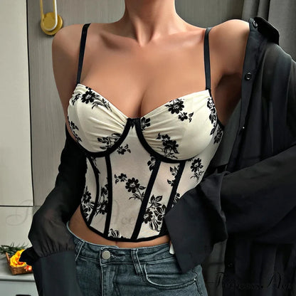 Seductive Deep Plunging Pleated Fishbone Mesh Crop Tunic