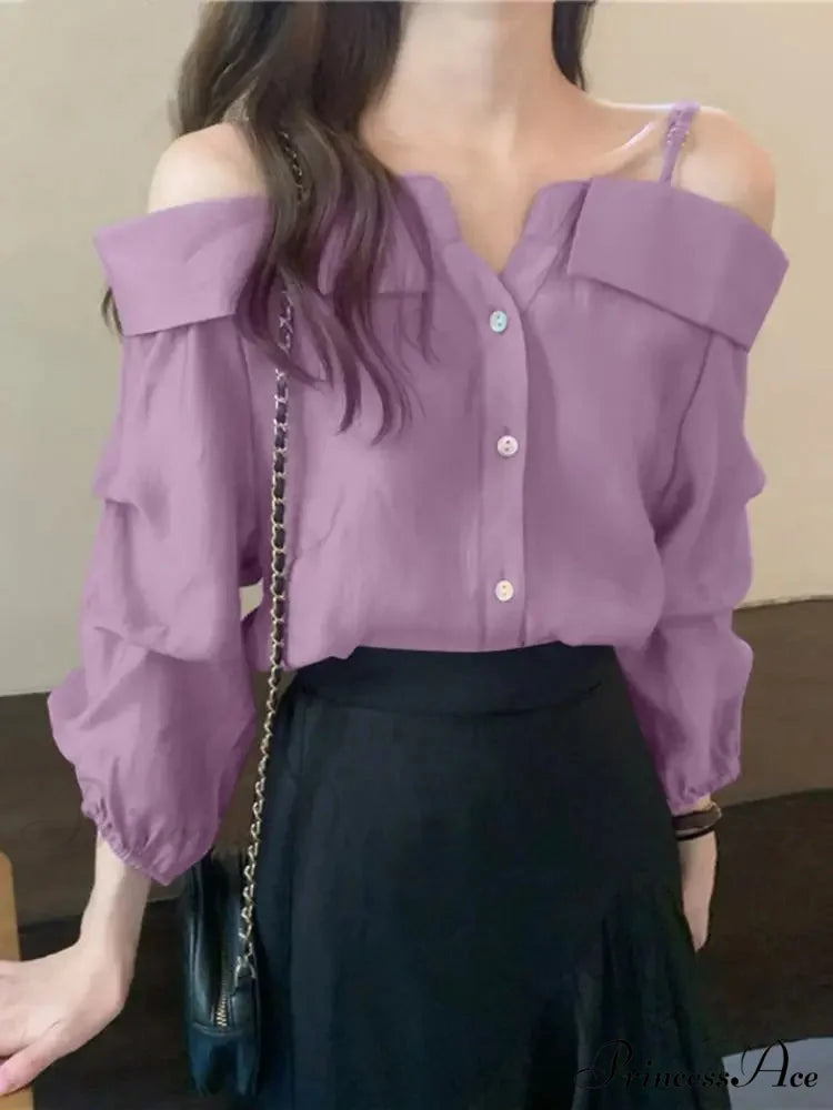 Seductive Off Shoulder Ruffled Monochrome Top