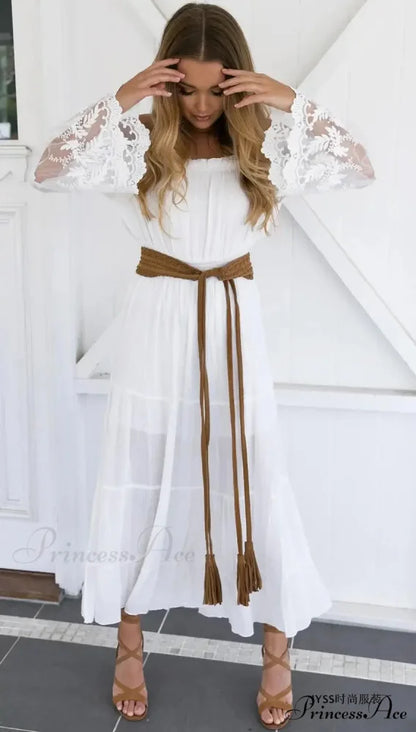 Seductive Off-The-Shoulder Lace Bohemian Dress