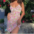 Sheer Blossom Lace Strap Bohemian Dress