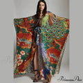 Sheer Cultural Peacock Design Long Cardigan Bohemian Cover up