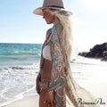 Sheer Flower Pattern Extended Sleeve Bohemian Wrap