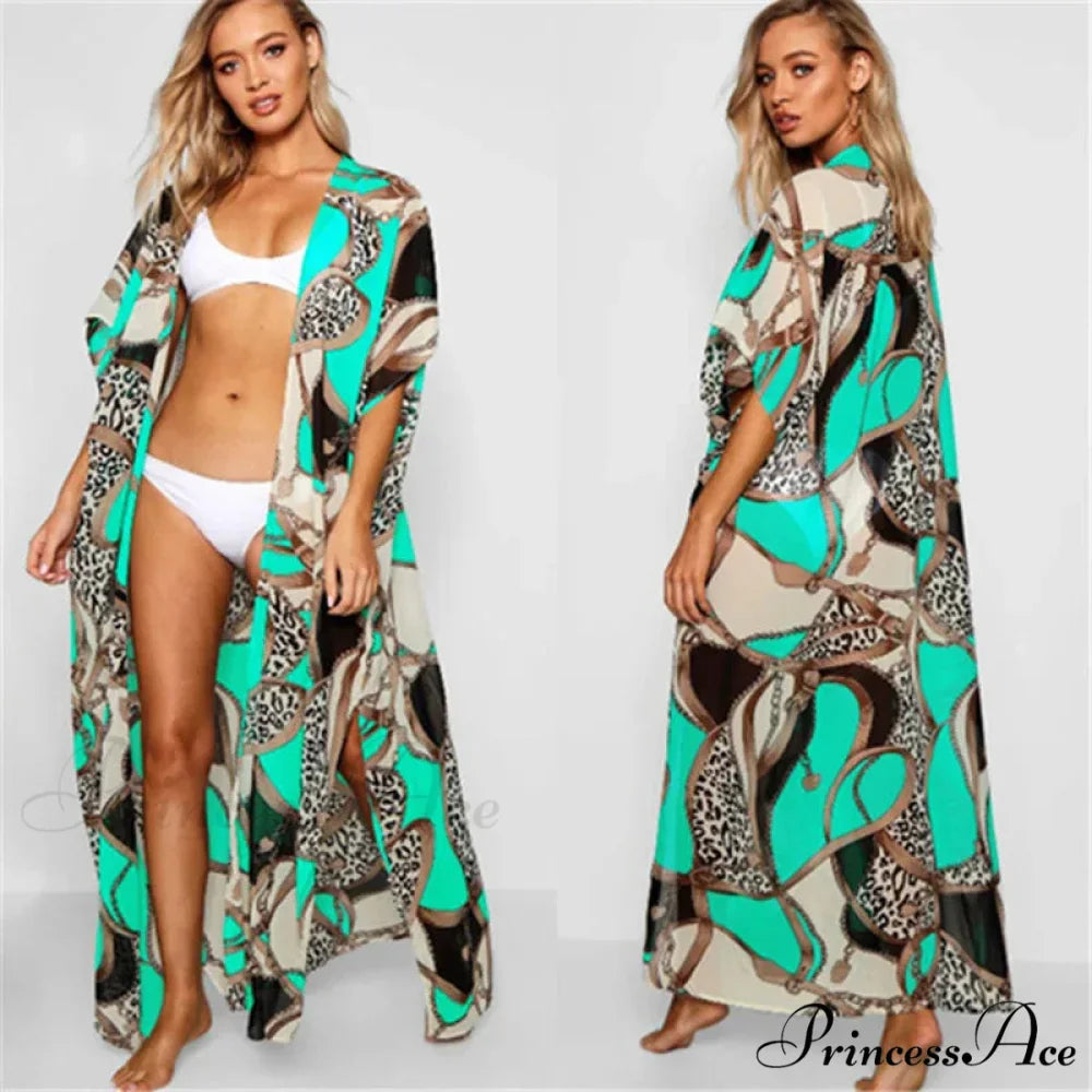 Sheer Flower Pattern Extended Sleeve Bohemian Wrap