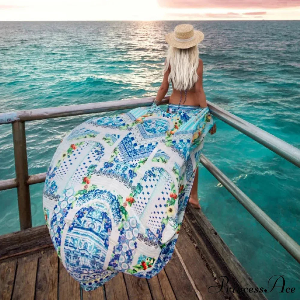 Sheer Flower Pattern Extended Sleeve Bohemian Wrap