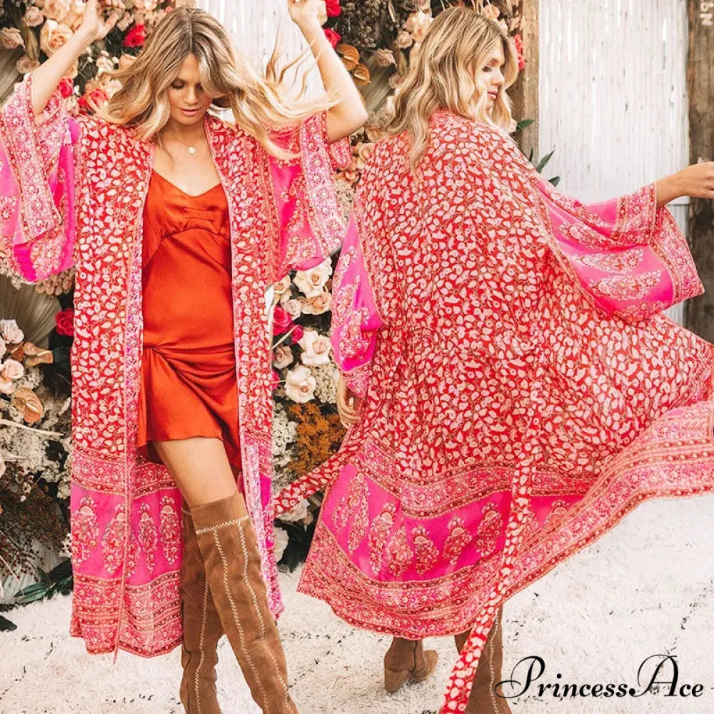 Sheer Leopard Print Kimono Bohemian Beach Cover up