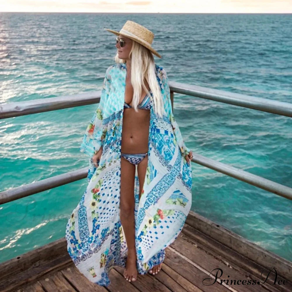 Sheer Leopard Print Kimono Bohemian Beach Cover up