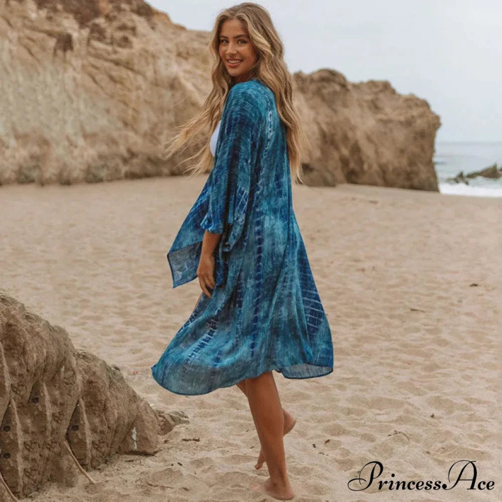 Sheer Leopard Print Kimono Bohemian Beach Cover up