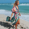 Side Division Kaftan Flower Pattern Bohemian Cover up