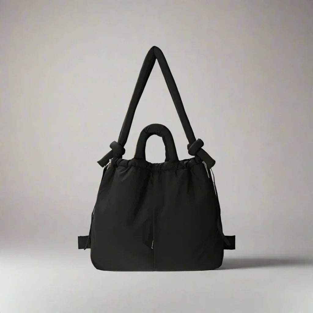Padded Knot Strap Drawstring Shoulder Tote Bag